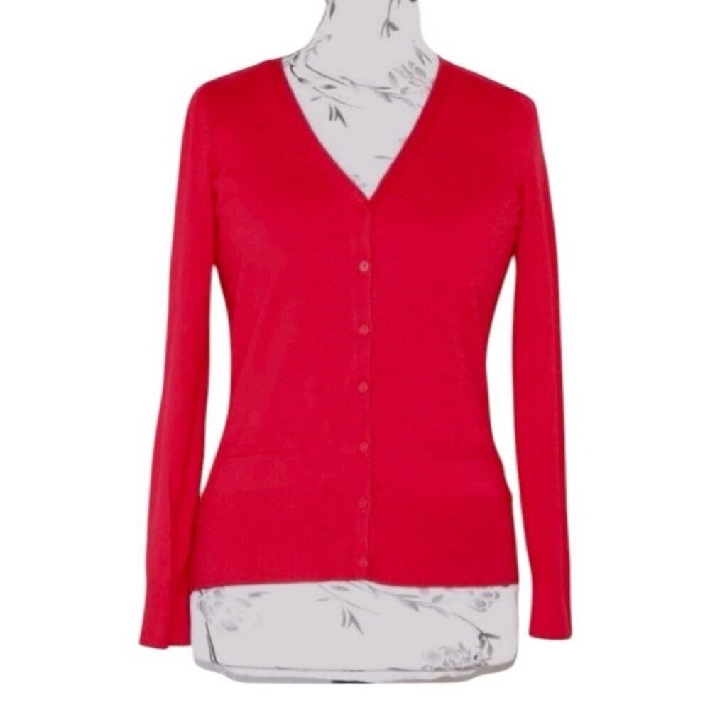 Philosophy Red V-Neck Button Up Preppy Business Casual Cardigan Size Medium